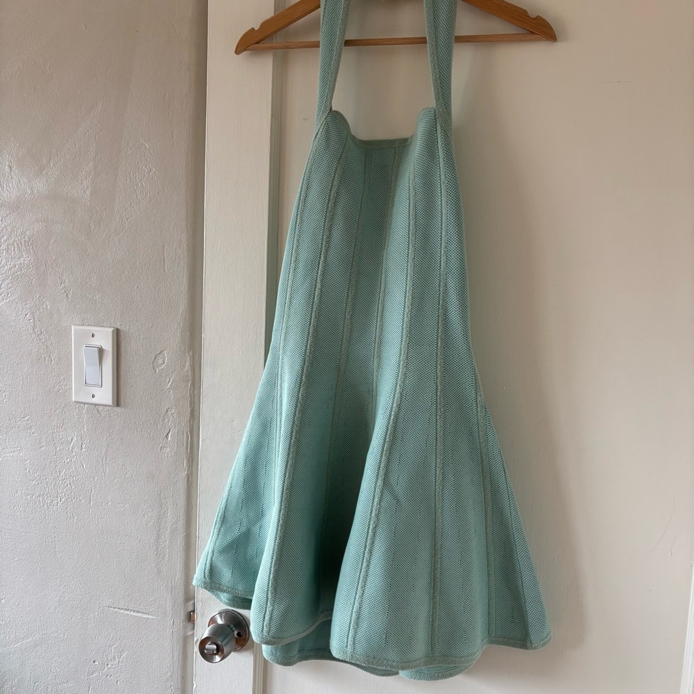 Posh Mia Belle Dress Medium Woven Knit Halter Mini Mint Blue